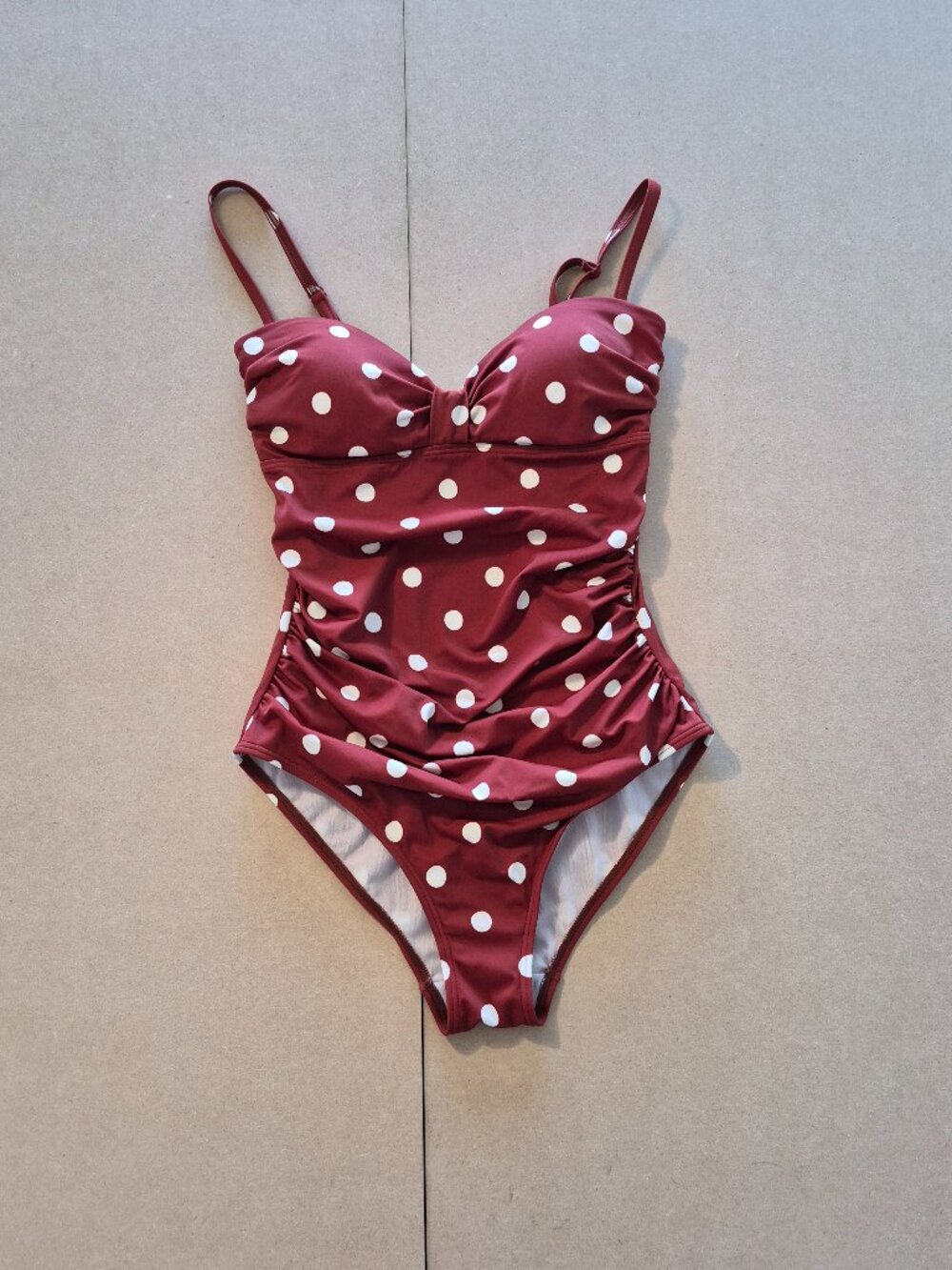 Boden Maroon Polka Dot One-Piece Swimsuit